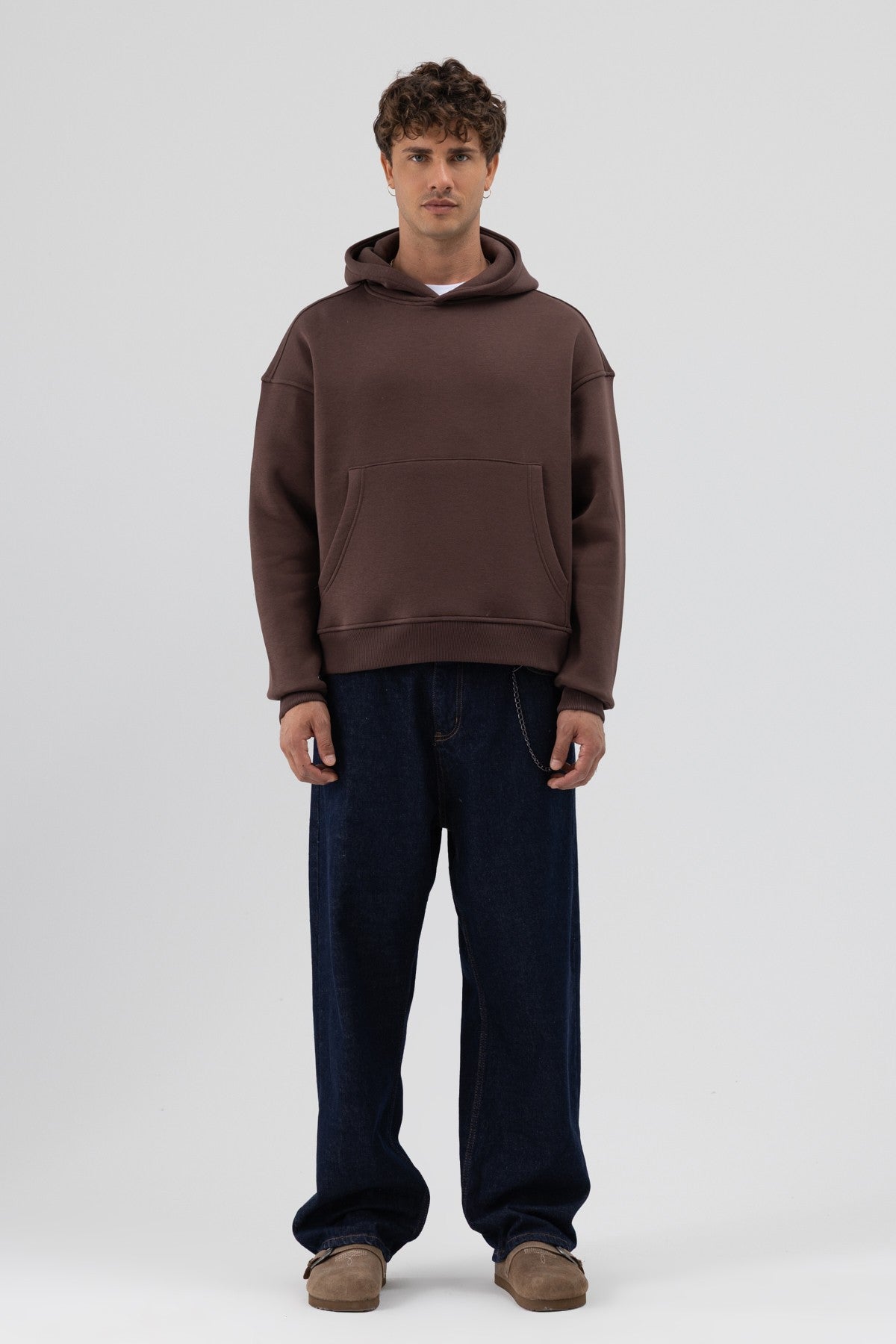 Basic Hooded Boxy-Fit Sweatshirt