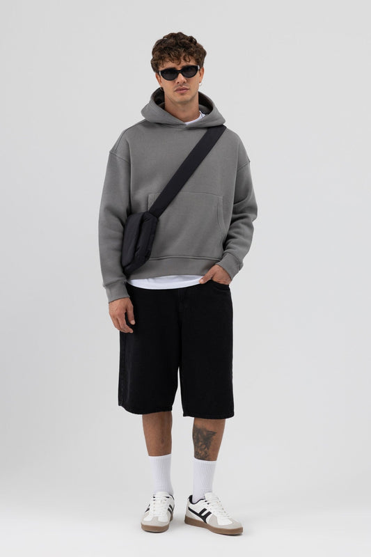 Basic Hooded Boxy-Fit Sweatshirt