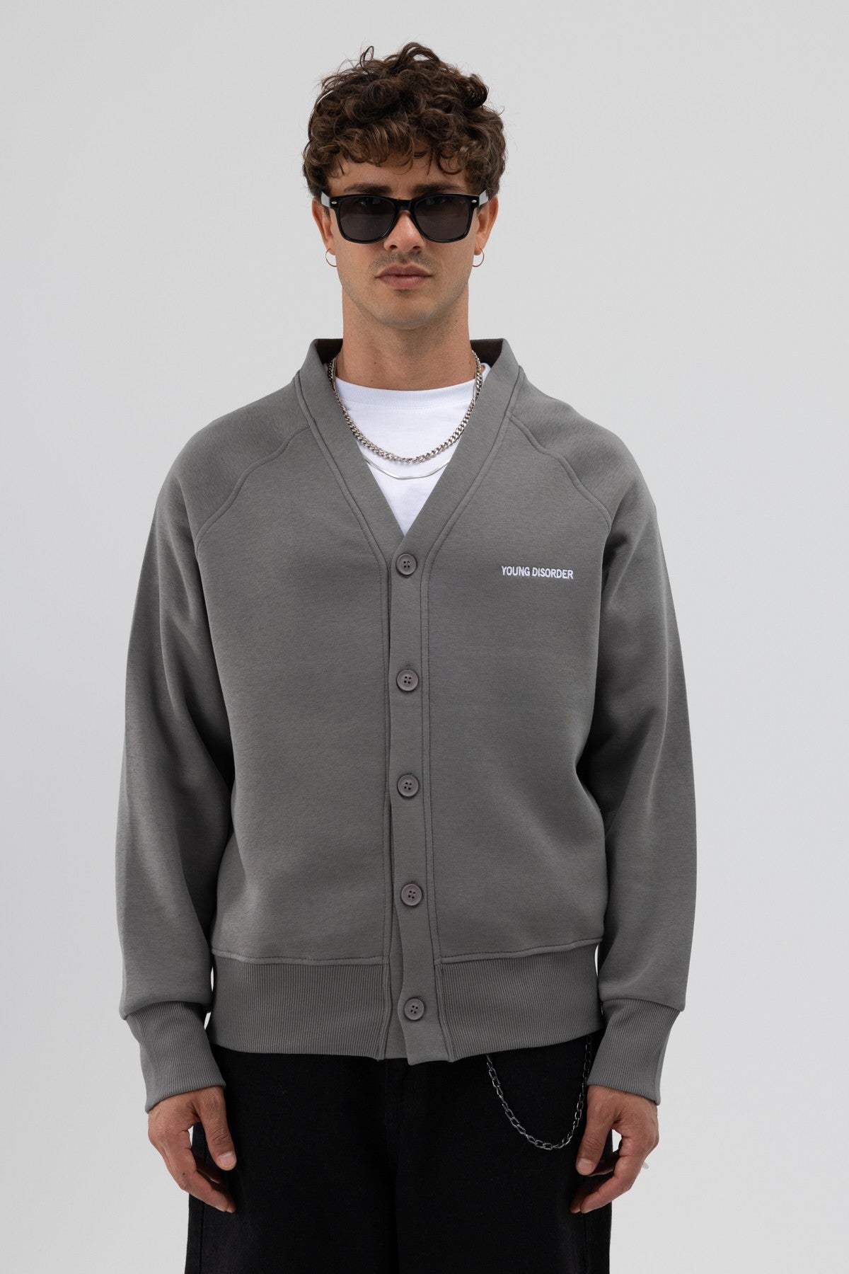 Oversized Button-Up Sweatshirt