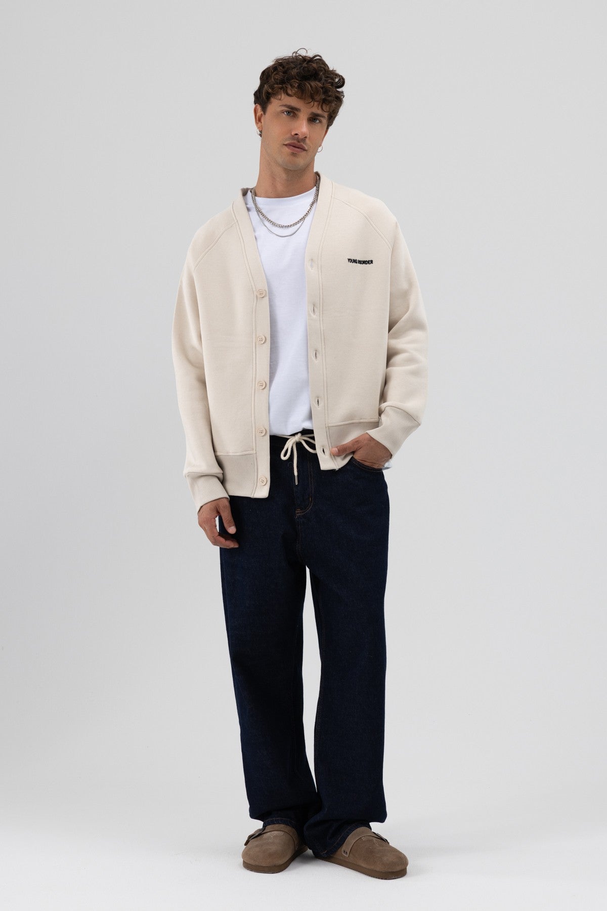 Oversized Button-Up Sweatshirt