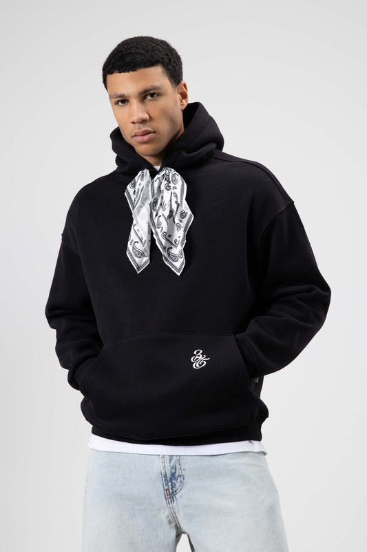 Oversized Hooded Sweatshirt with Scarf Detail