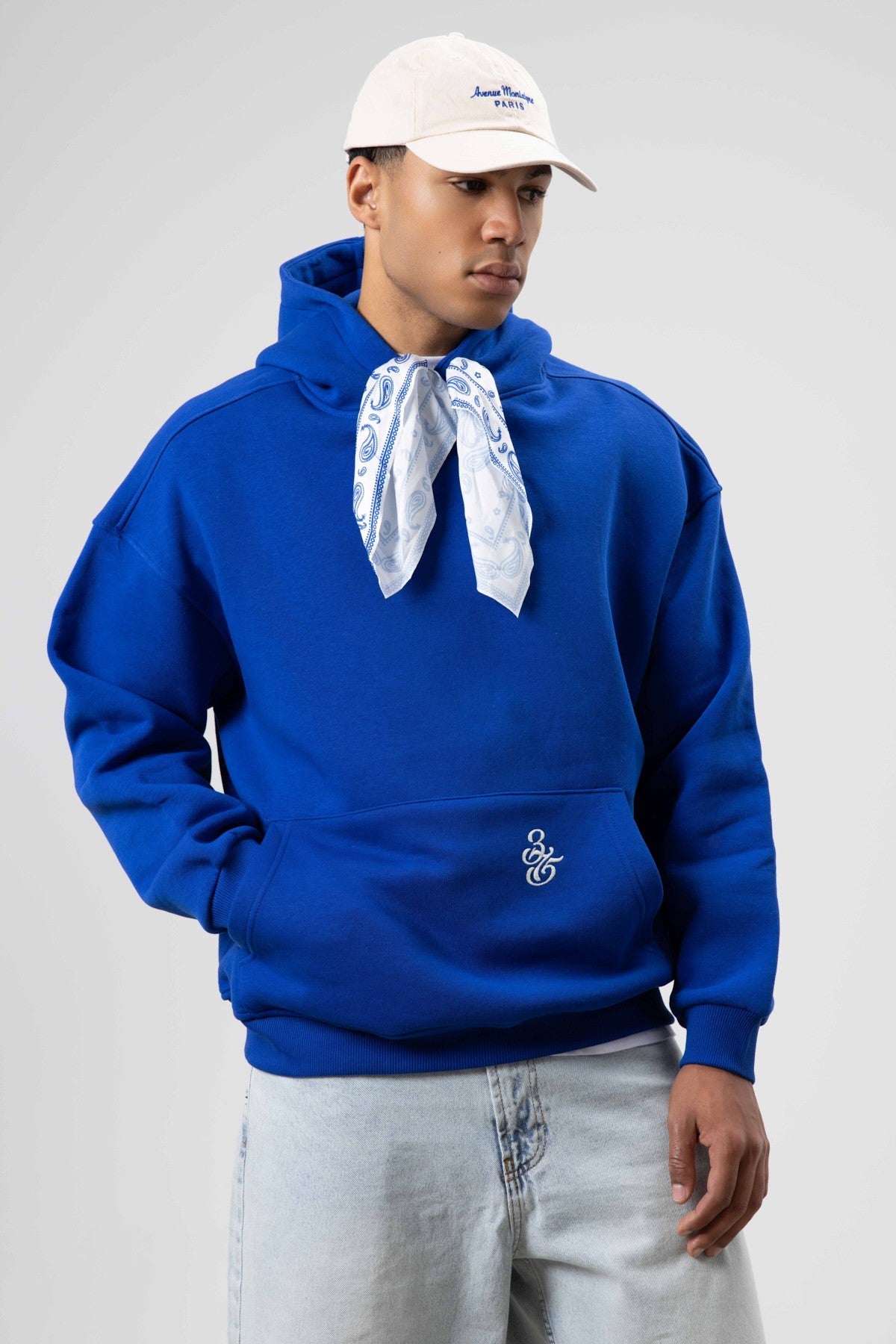 Oversized Hooded Sweatshirt with Scarf Detail