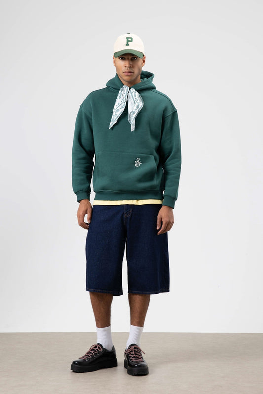Oversized Hooded Sweatshirt with Scarf Detail