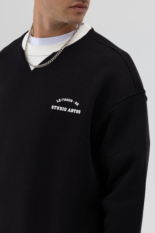 Oversized Bike Neck Print Sweatshirt