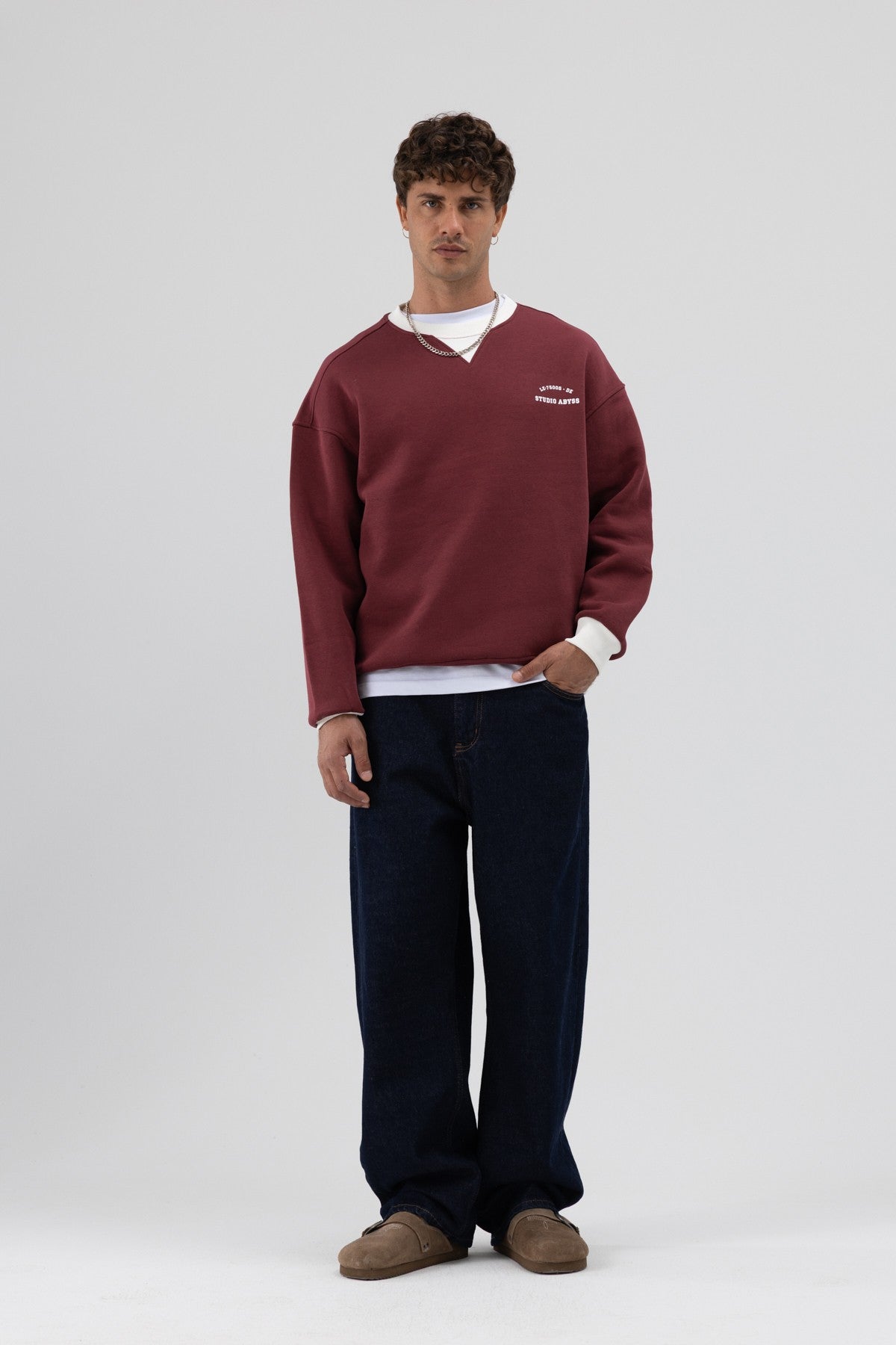 Oversized Bike Neck Print Sweatshirt