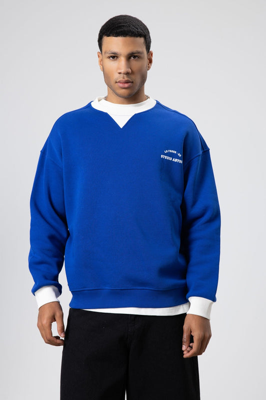 Oversized Bike Neck Print Sweatshirt