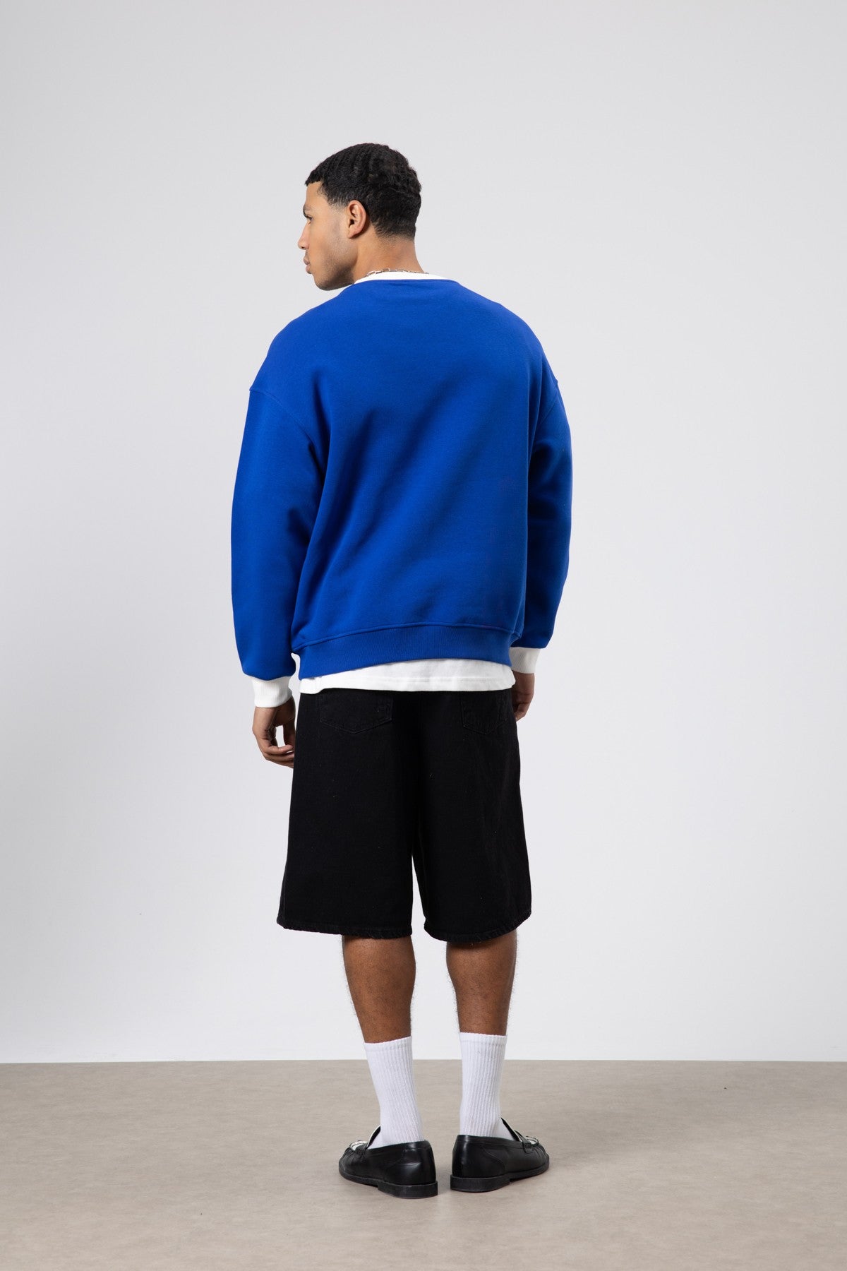 Oversized Bike Neck Print Sweatshirt