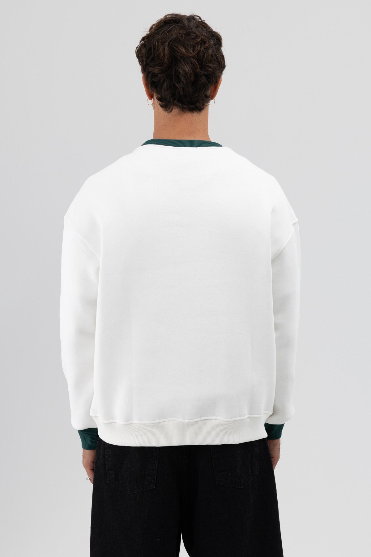 Oversized Bike Neck Print Sweatshirt