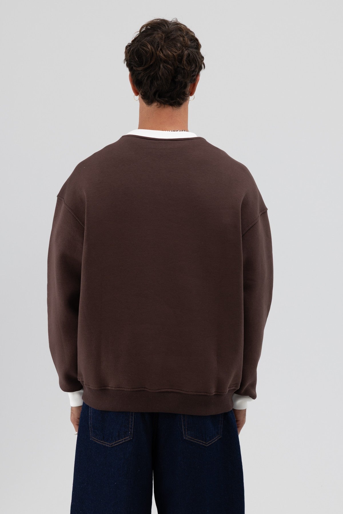 Oversized Bike Neck Print Sweatshirt