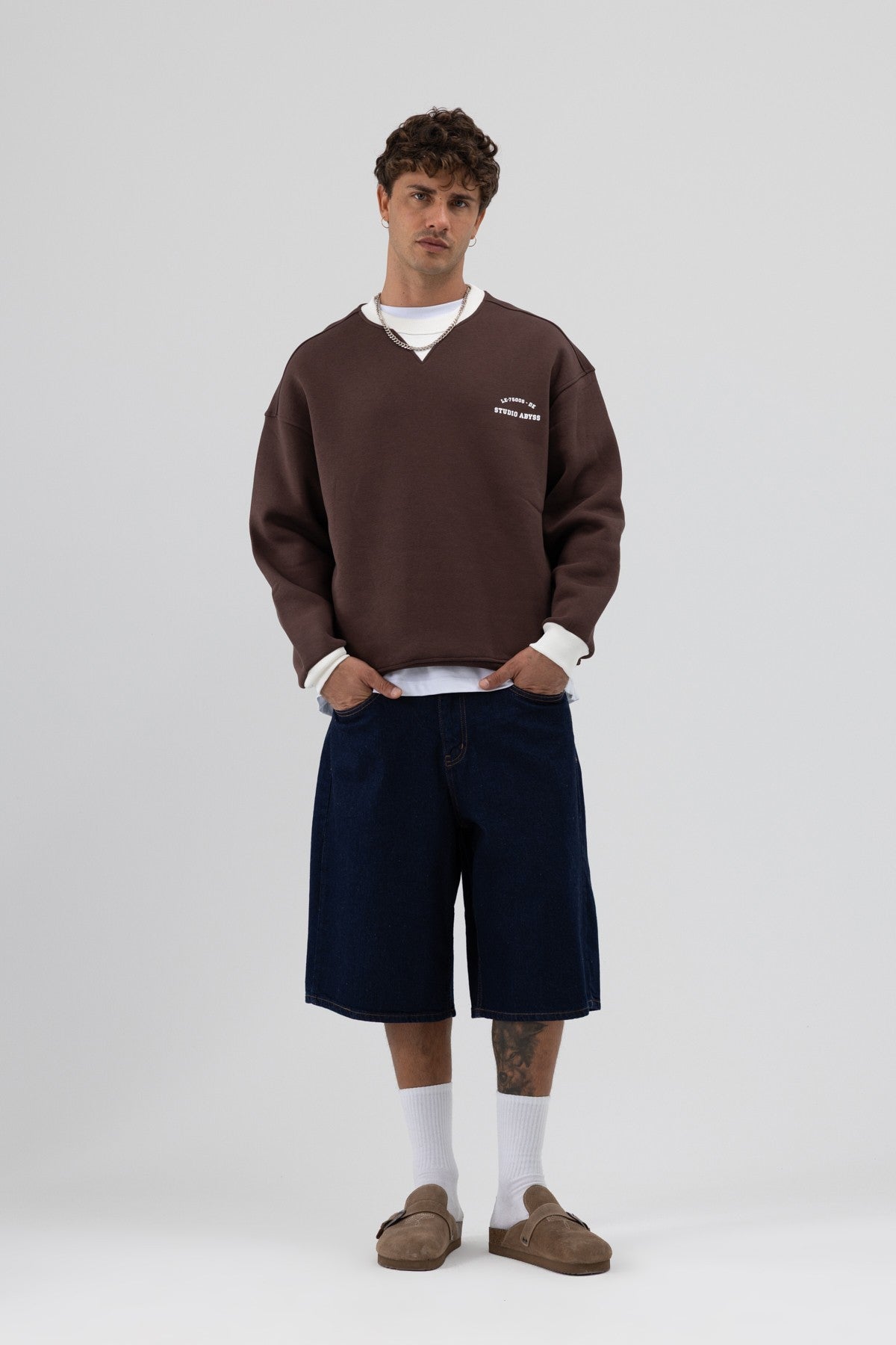 Oversized Bike Neck Print Sweatshirt