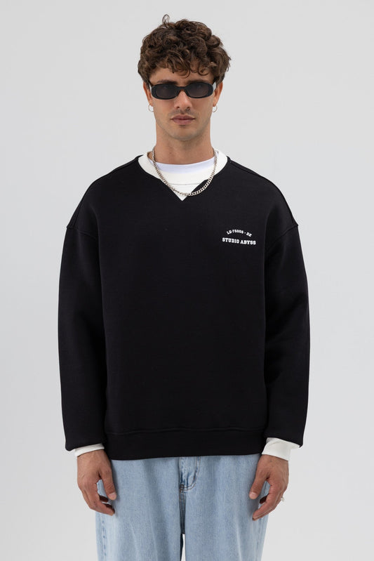Oversized Bike Neck Print Sweatshirt