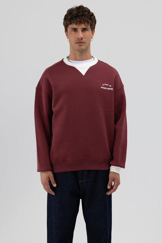 Oversized Bike Neck Print Sweatshirt