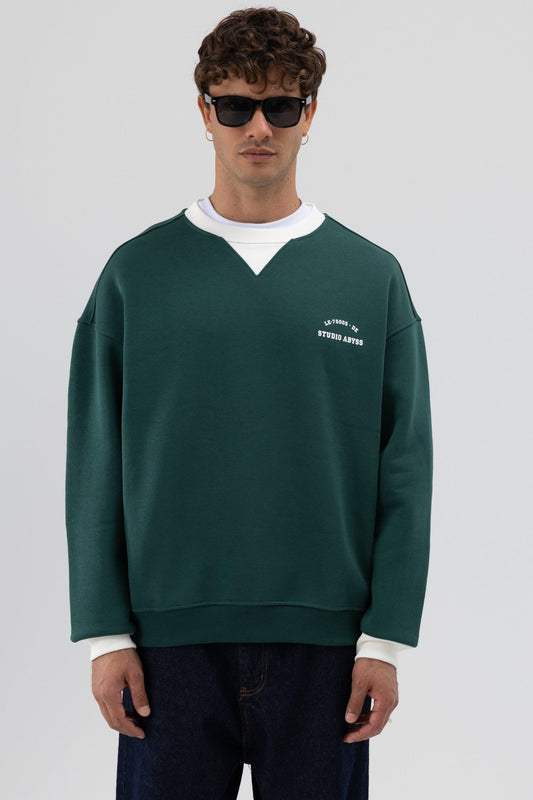 Oversized Bike Neck Print Sweatshirt