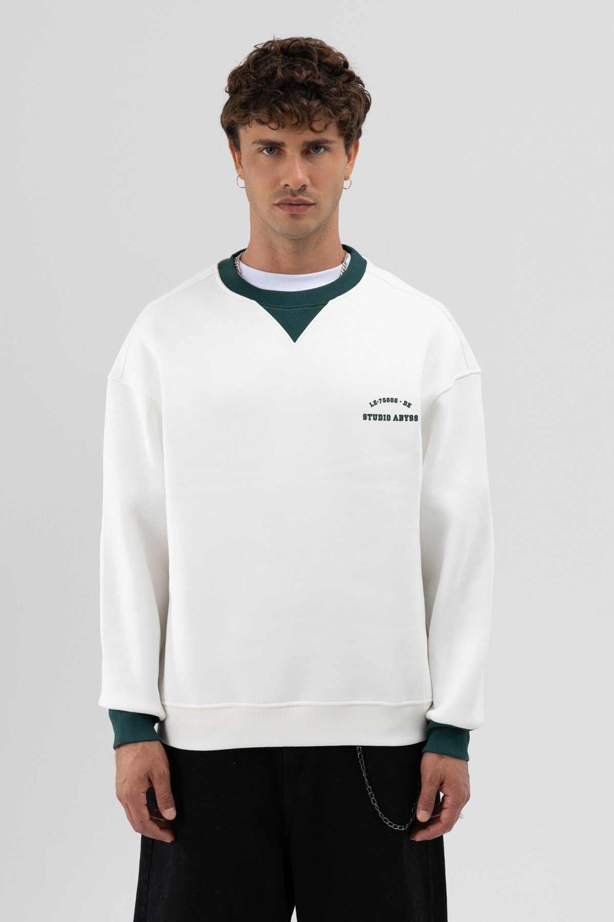 Oversized Bike Neck Print Sweatshirt