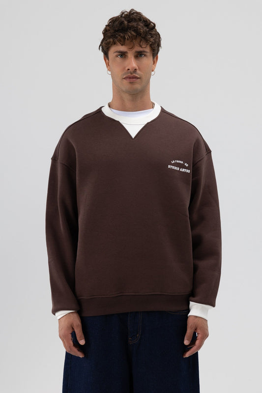 Oversized Bike Neck Print Sweatshirt