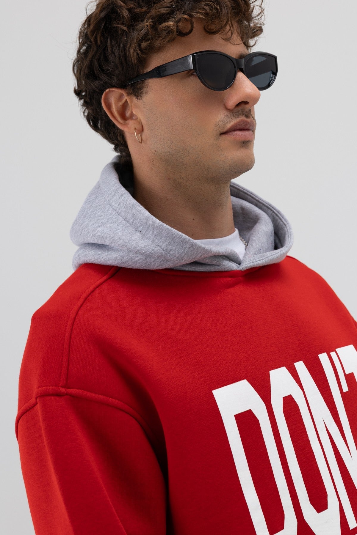 Two-Tone Printed Oversized Sweatshirt