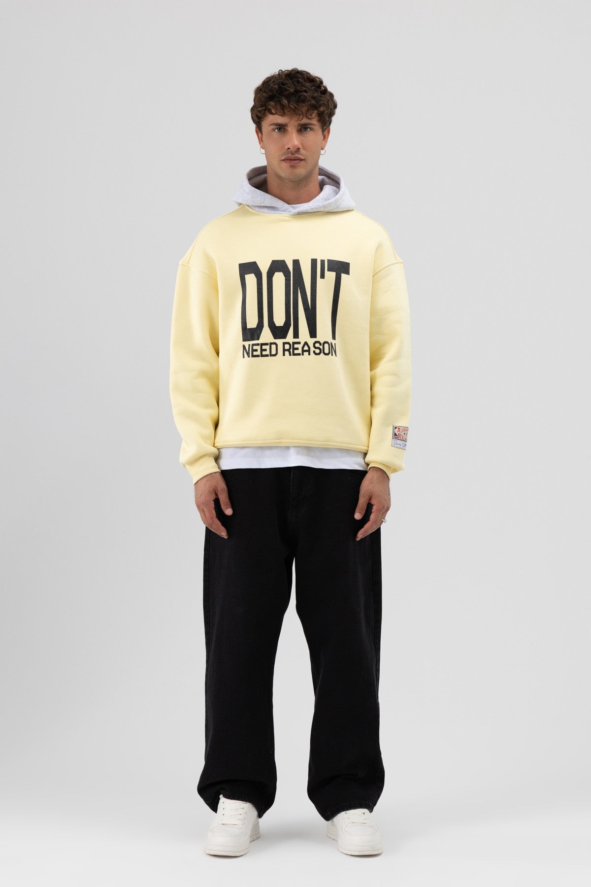 Two-Tone Printed Oversized Sweatshirt