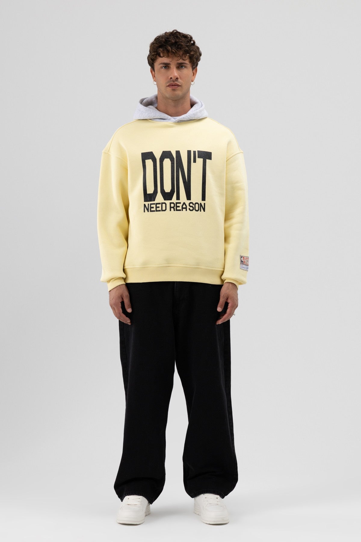 Two-Tone Printed Oversized Sweatshirt