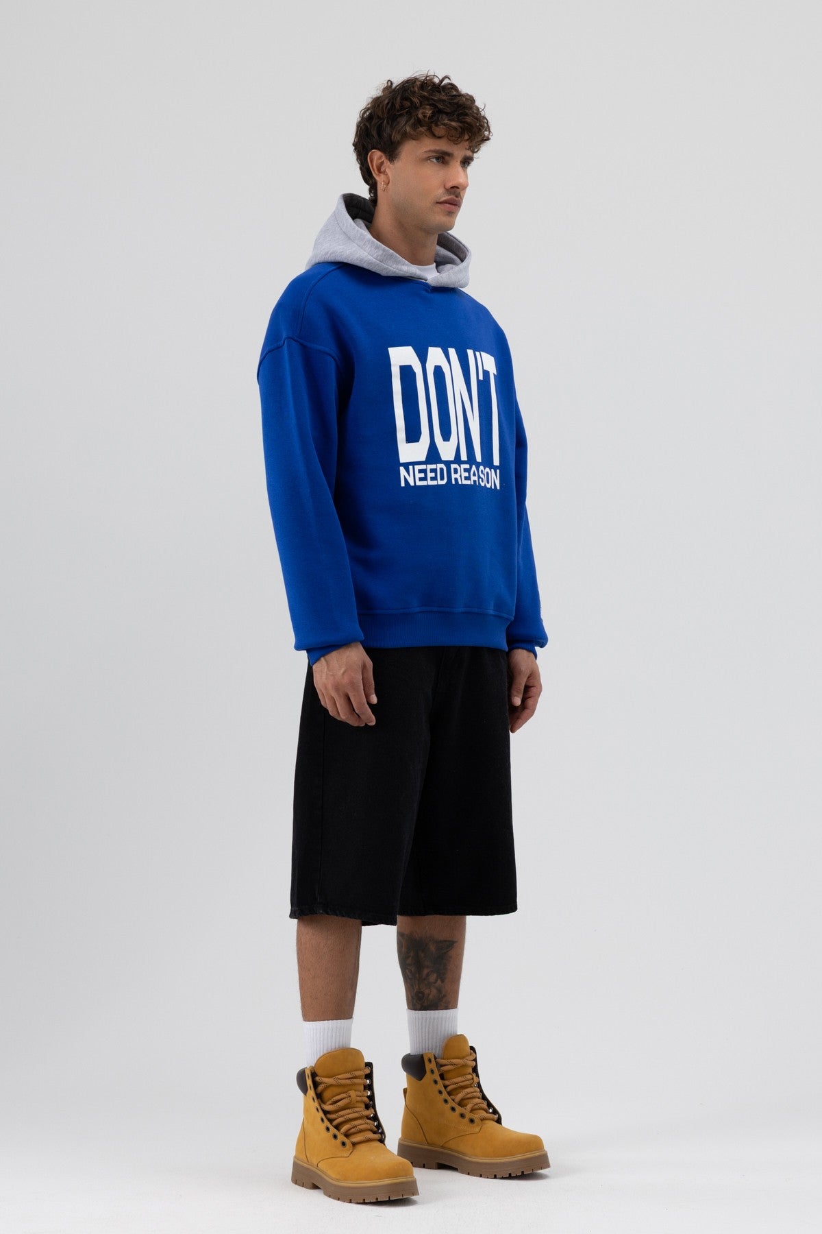 Two-Tone Printed Oversized Sweatshirt