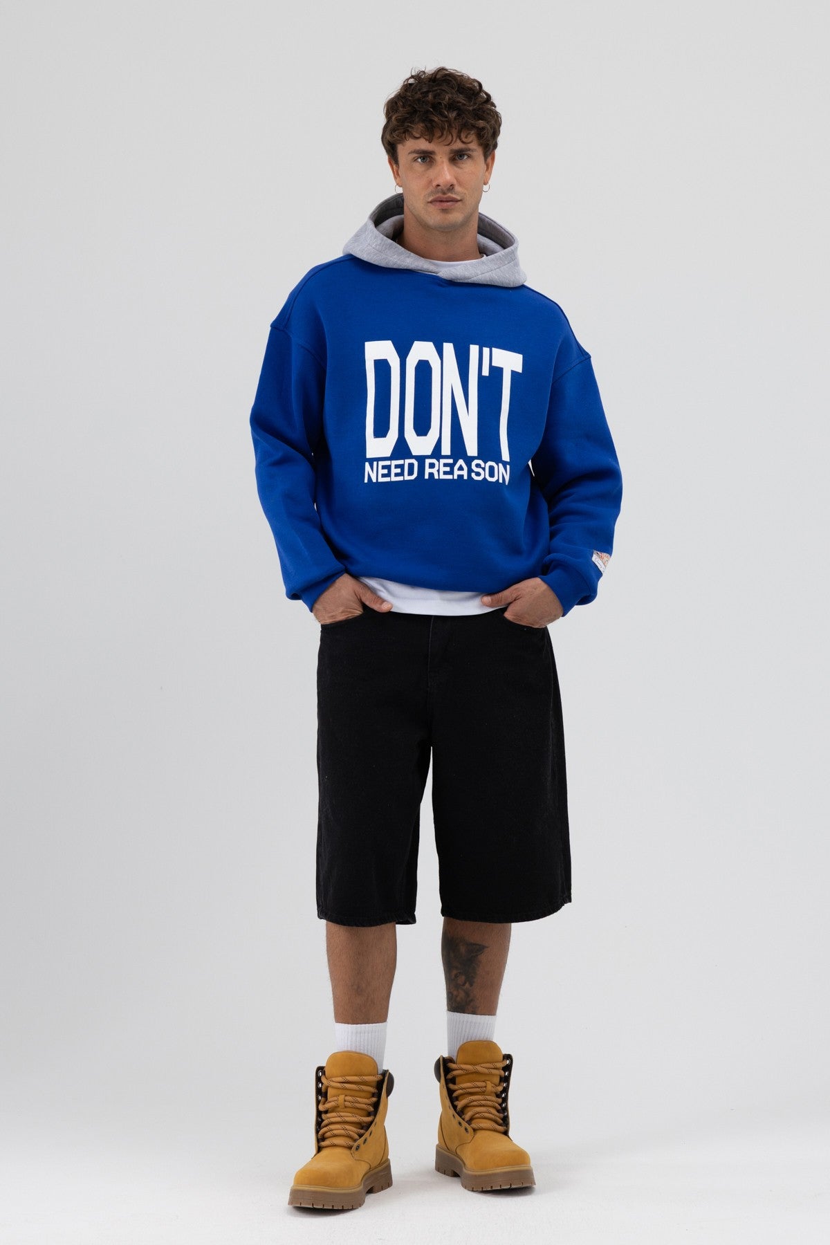 Two-Tone Printed Oversized Sweatshirt