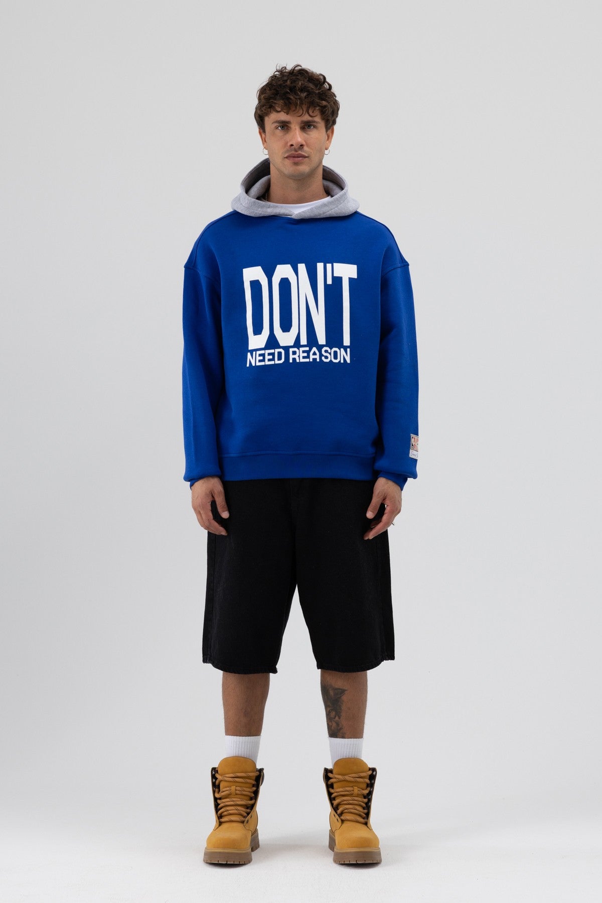 Two-Tone Printed Oversized Sweatshirt