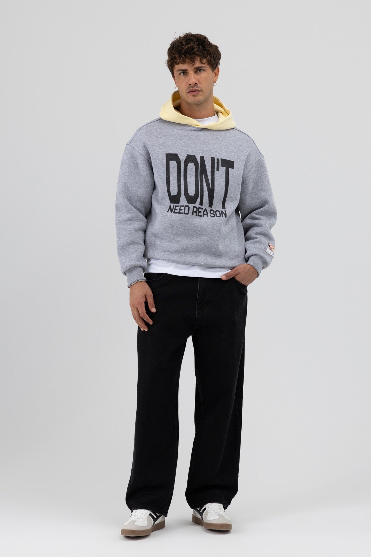 Two-Tone Printed Oversized Sweatshirt