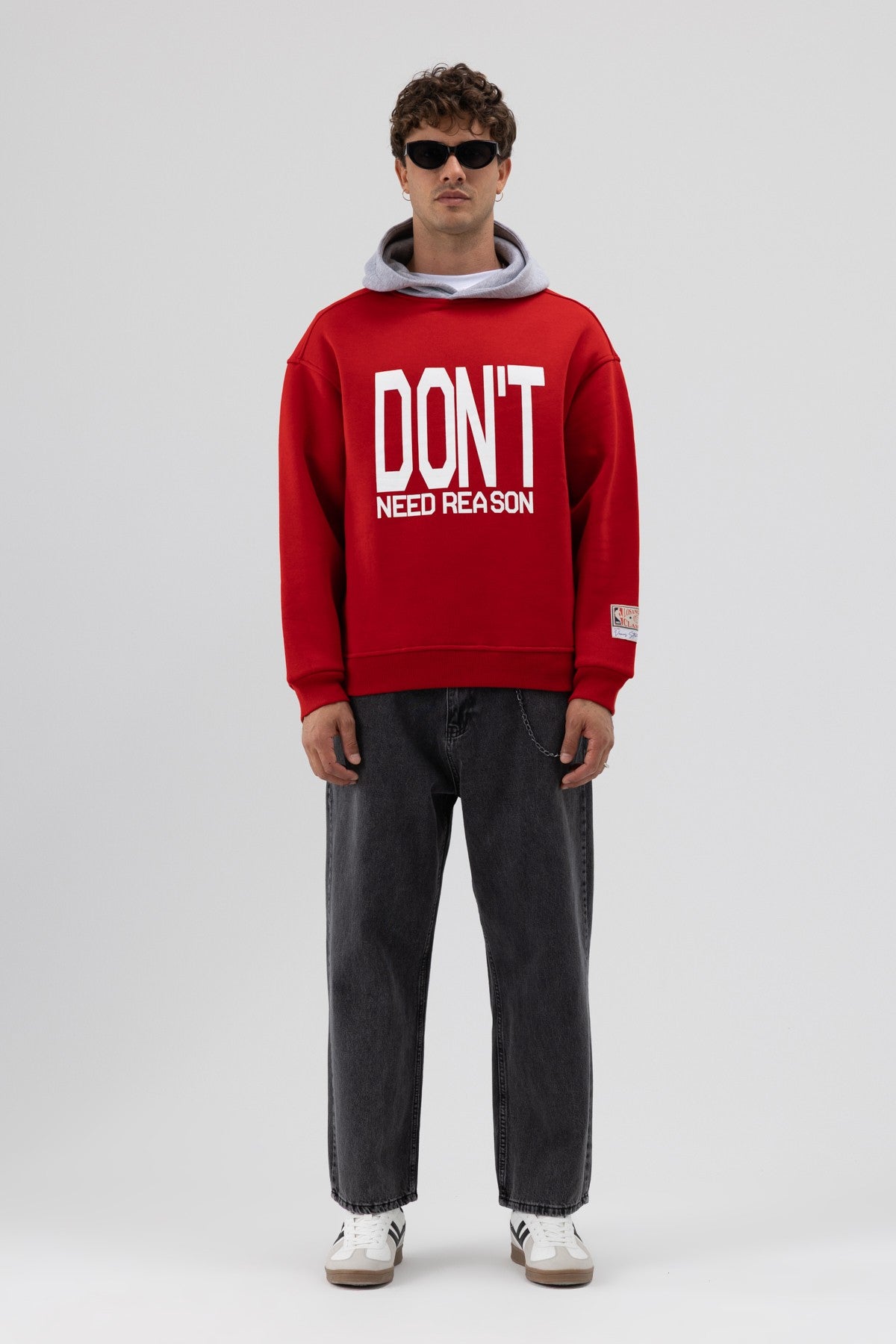 Two-Tone Printed Oversized Sweatshirt