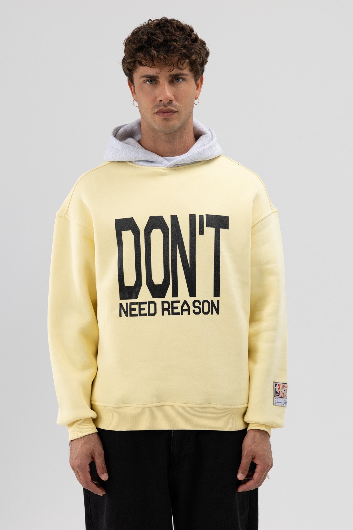 Two-Tone Printed Oversized Sweatshirt