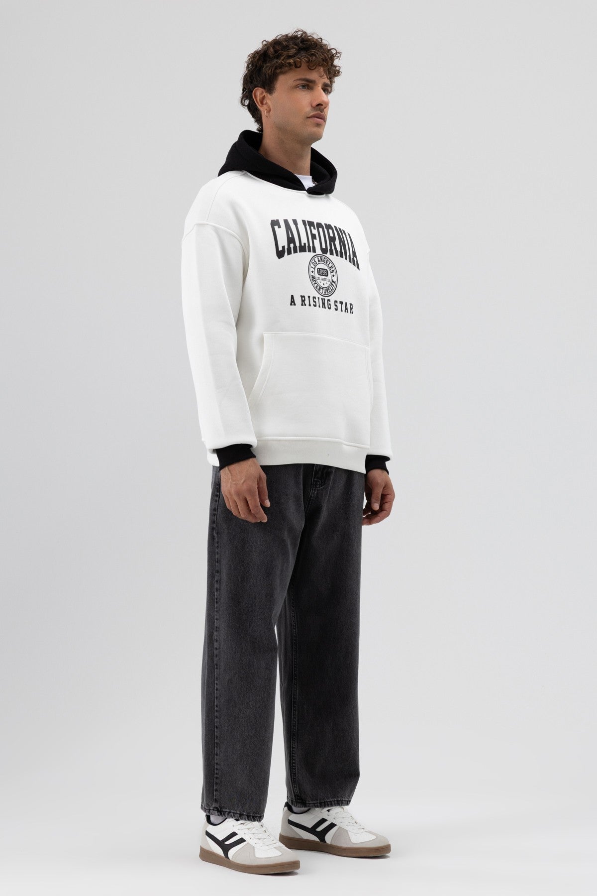 Two-Tone Printed Oversized Sweatshirt