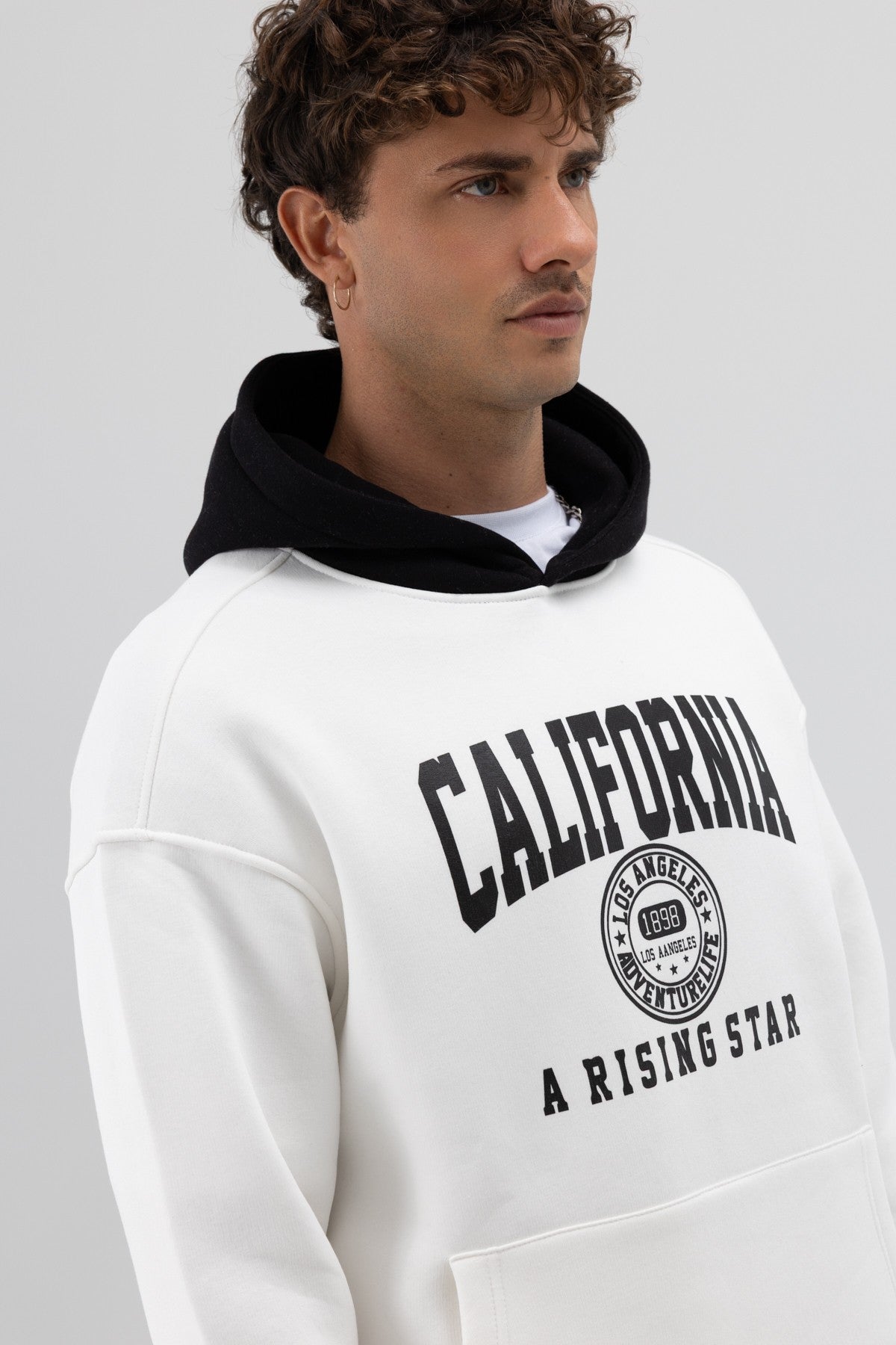 Two-Tone Printed Oversized Sweatshirt
