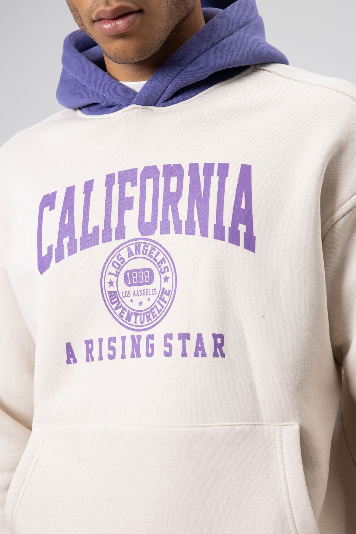 Two-Tone Printed Oversized Sweatshirt