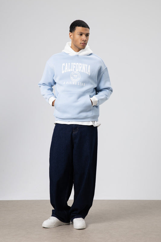 Two-Tone Printed Oversized Sweatshirt
