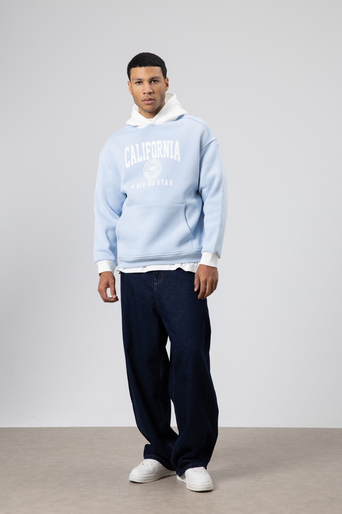 Two-Tone Printed Oversized Sweatshirt