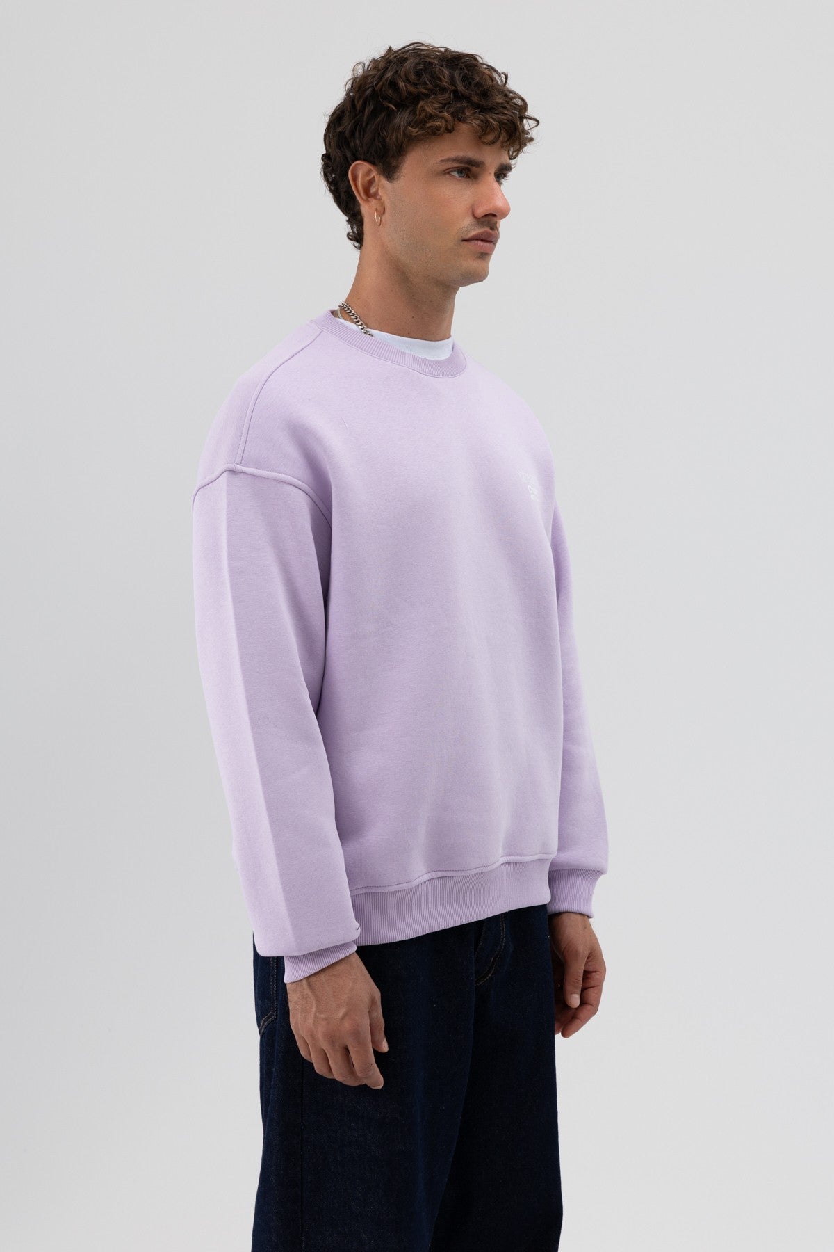 Oversized Bike Neck Print Sweatshirt