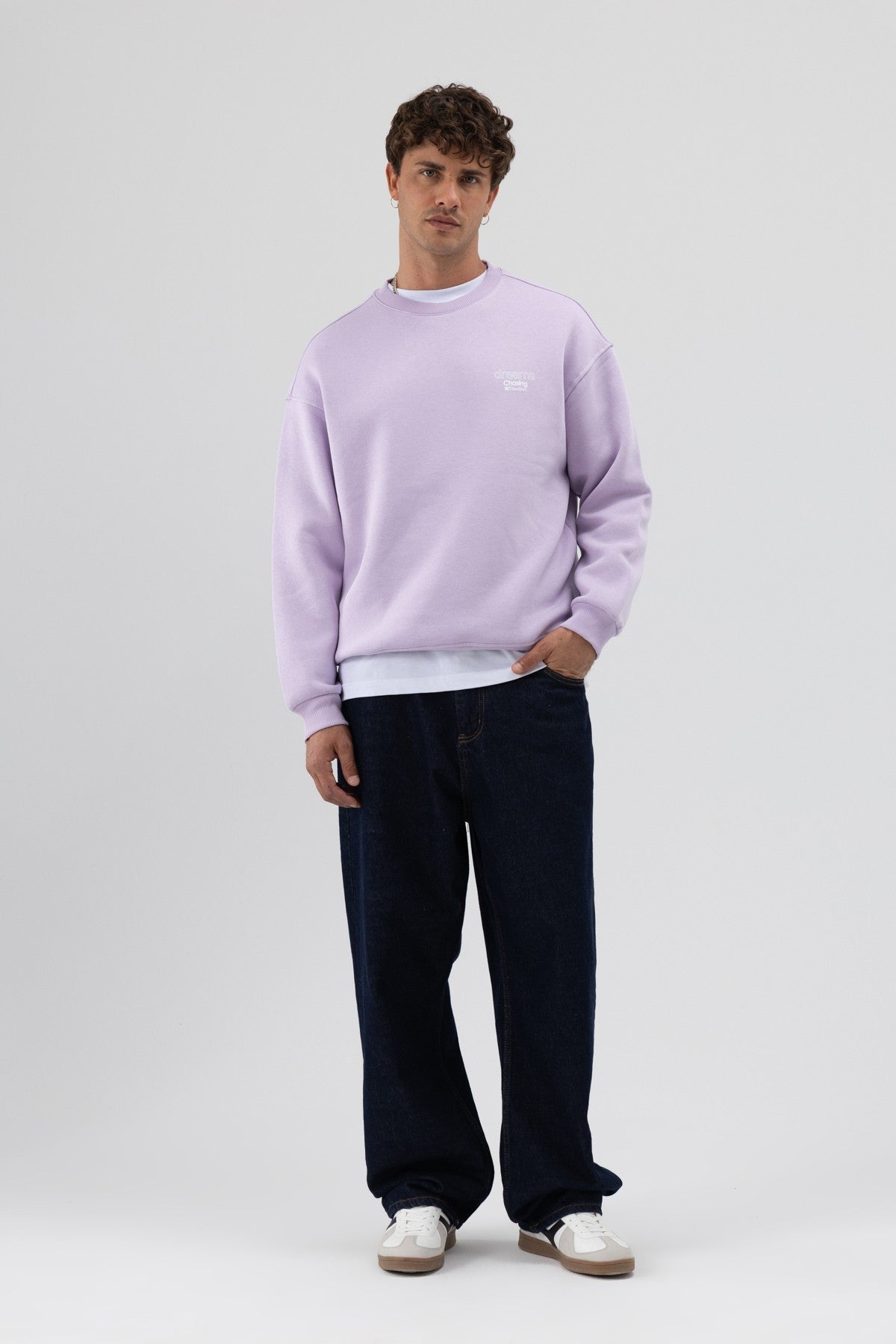 Oversized Bike Neck Print Sweatshirt
