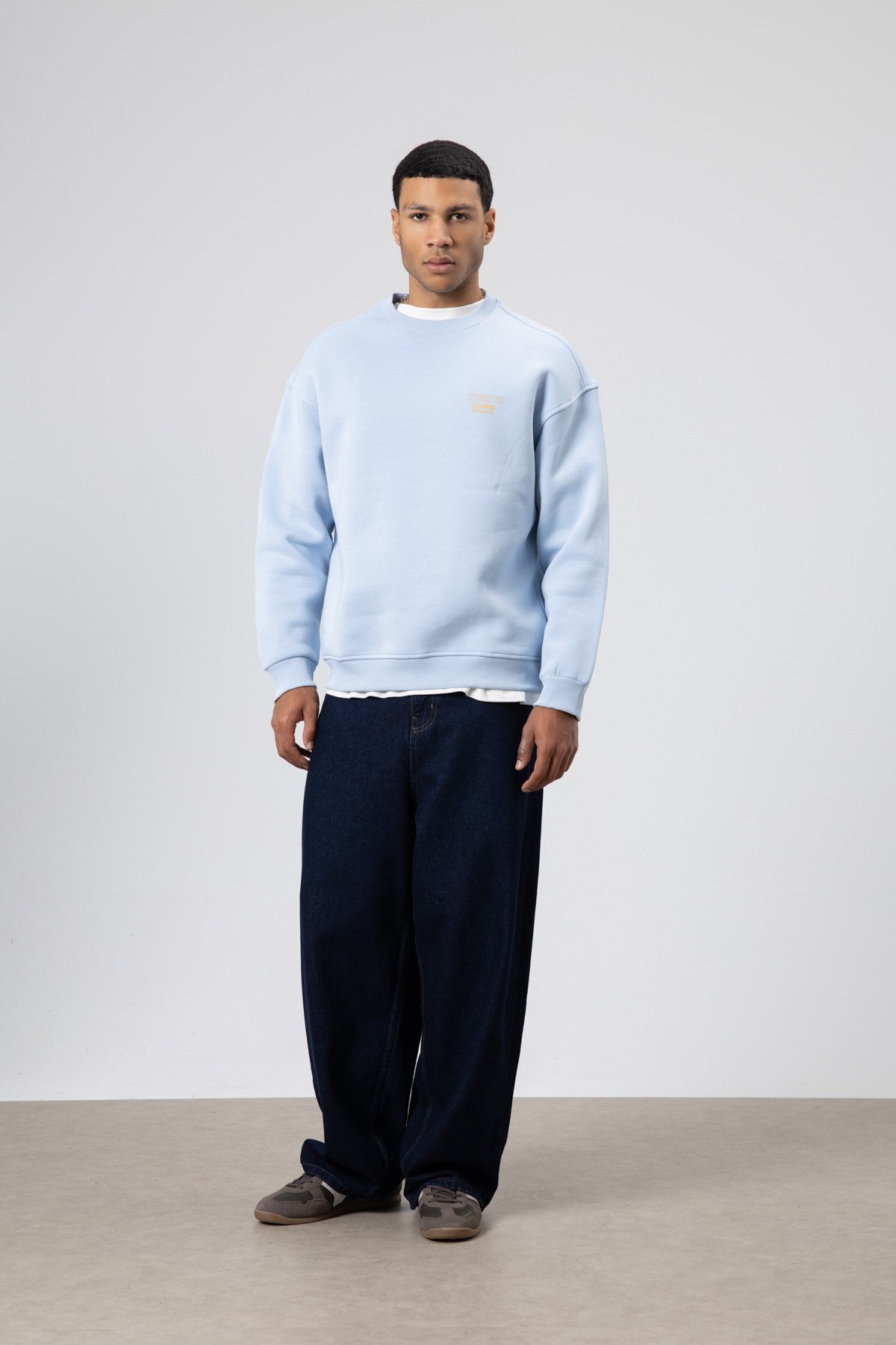 Oversized Bike Neck Print Sweatshirt