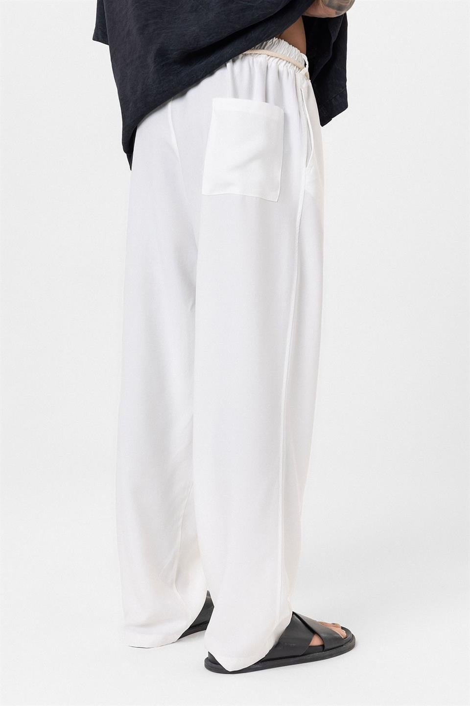 Baggy Lyocell Pants with Detailed Waistband