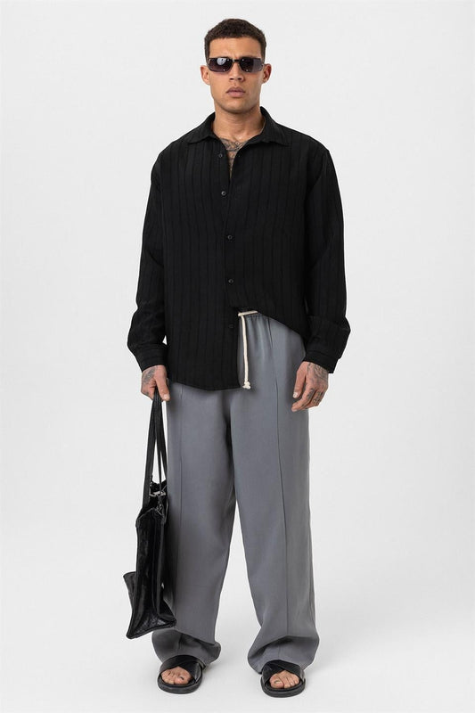 Baggy Lyocell Pants with Detailed Waistband