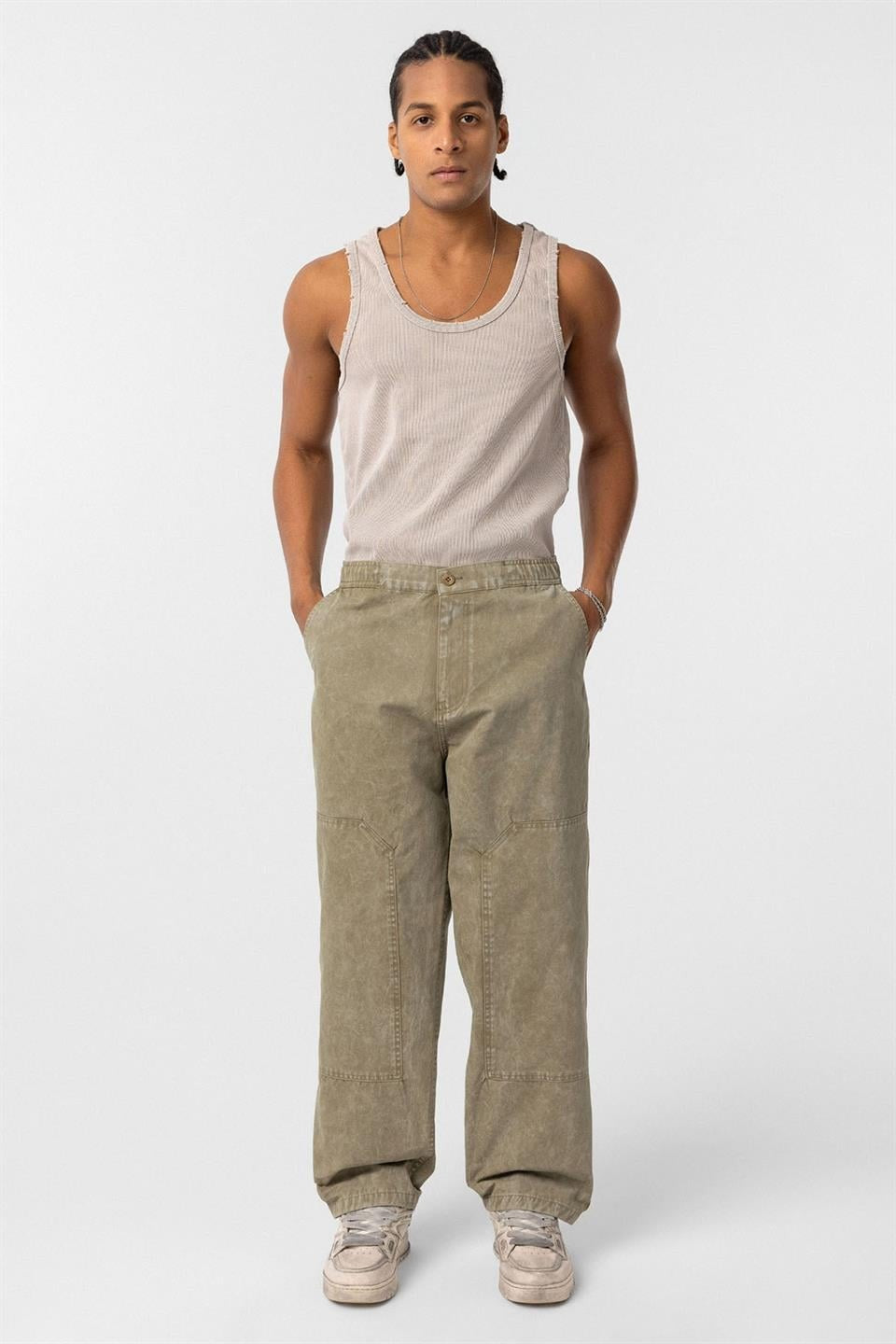 Pre-Washed Baggy Gabardine Pants