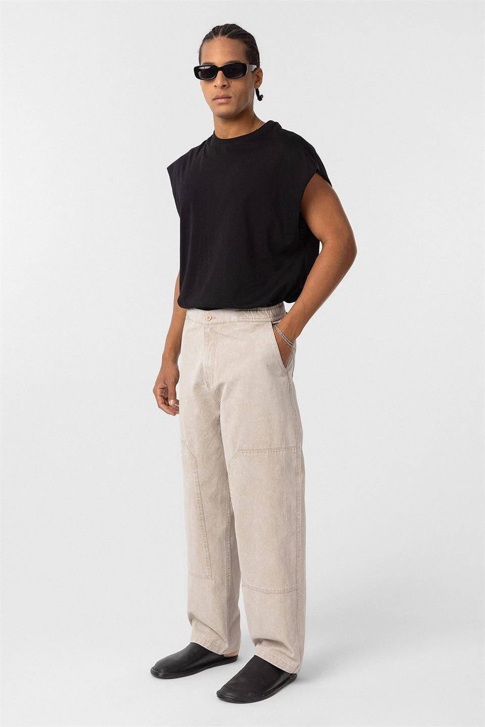 Pre-Washed Baggy Gabardine Pants