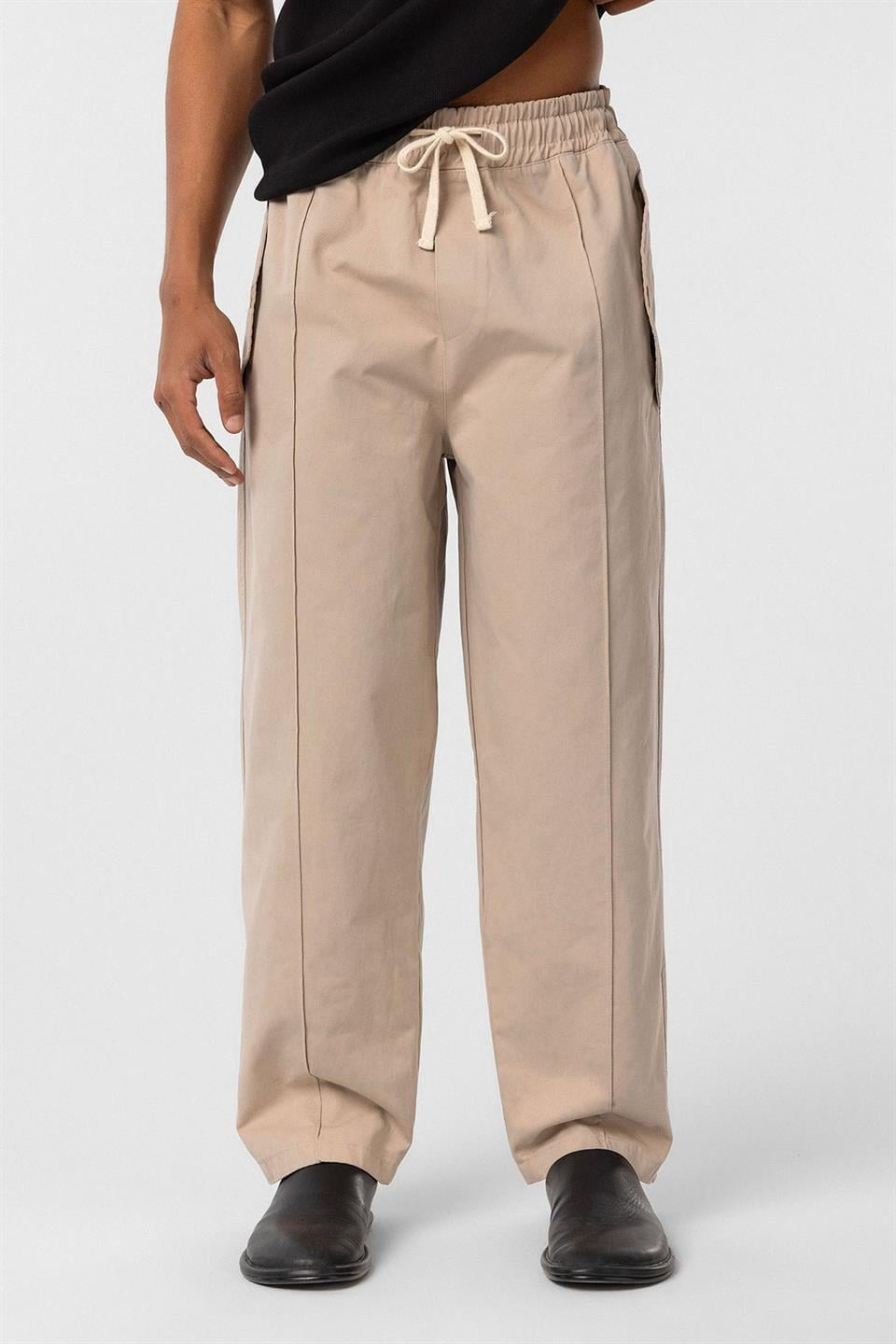 Lace-Up Baggy Gabardine Pants