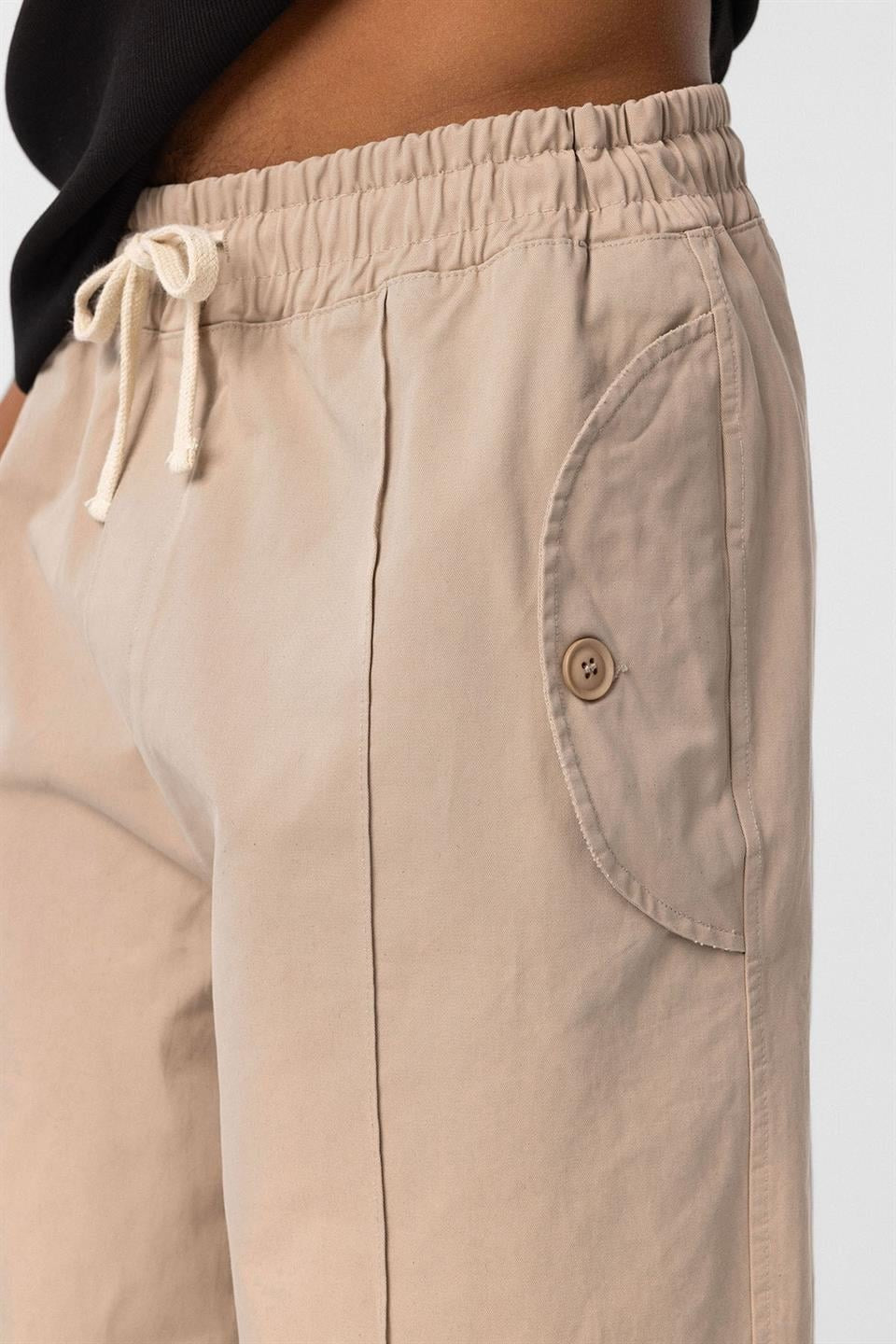 Lace-Up Baggy Gabardine Pants