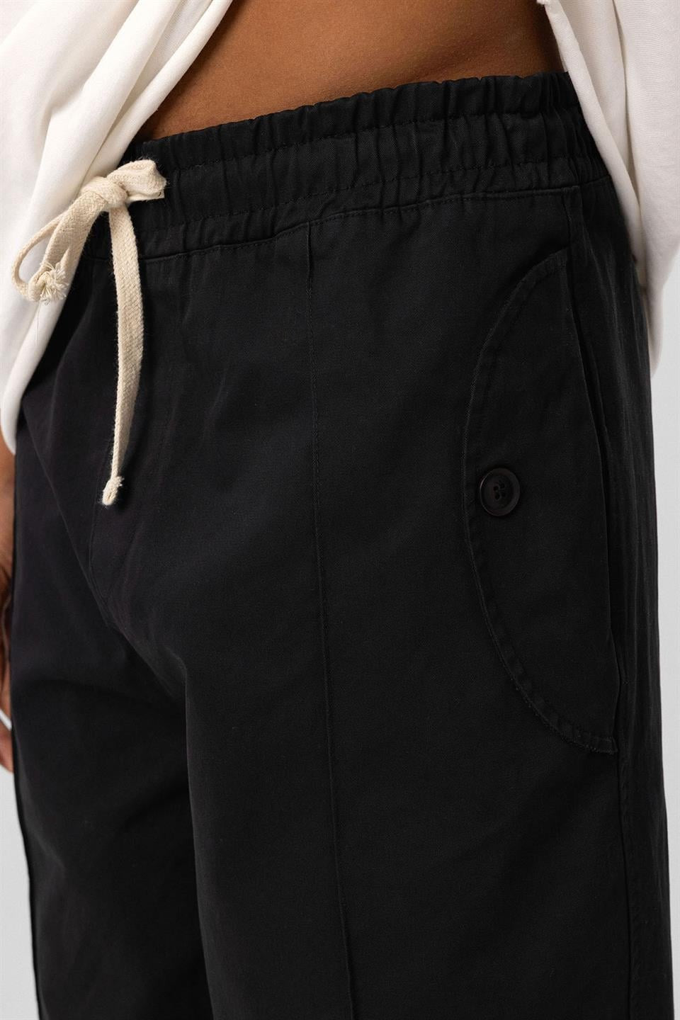 Lace-Up Baggy Gabardine Pants