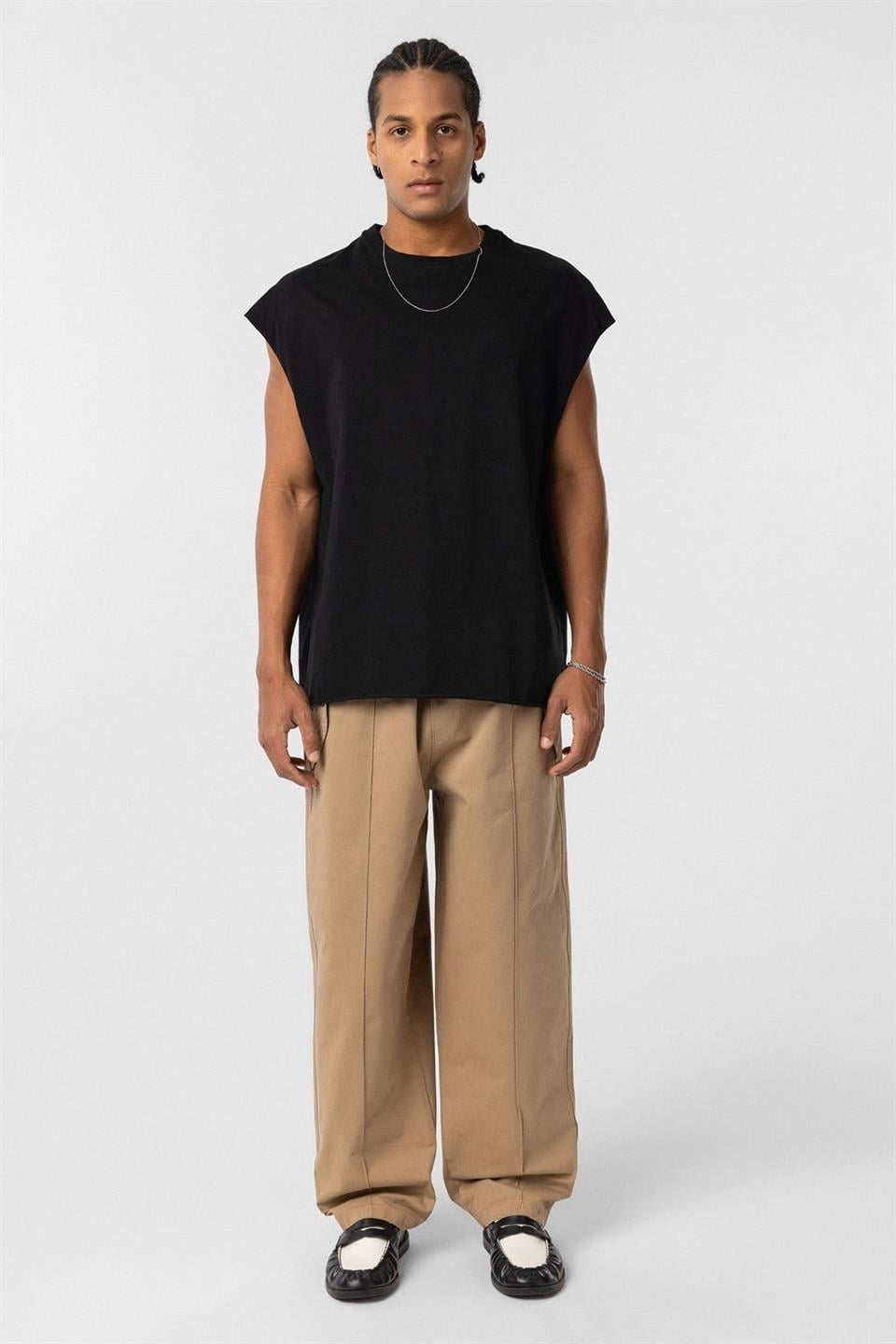 Lace-Up Baggy Gabardine Pants