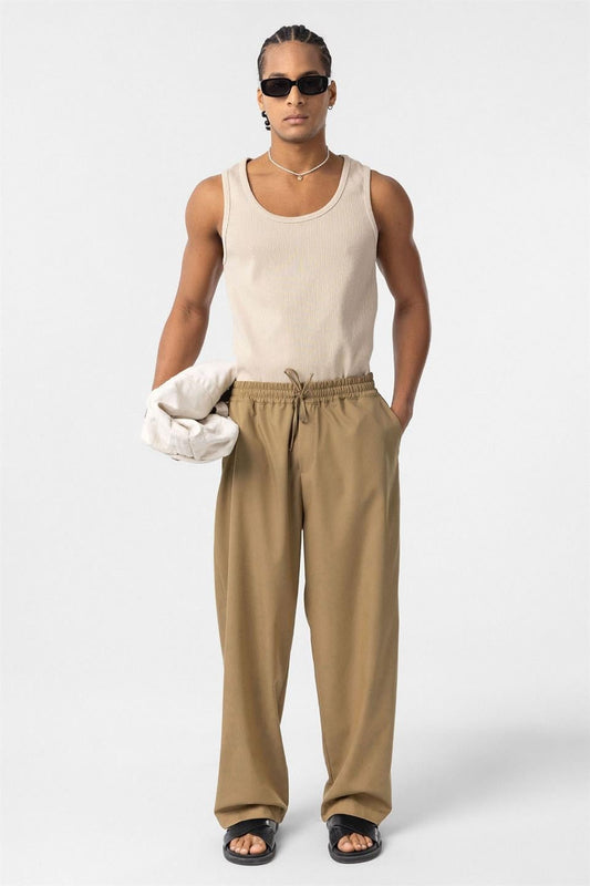 Baggy Pants with an Elastic Waistband