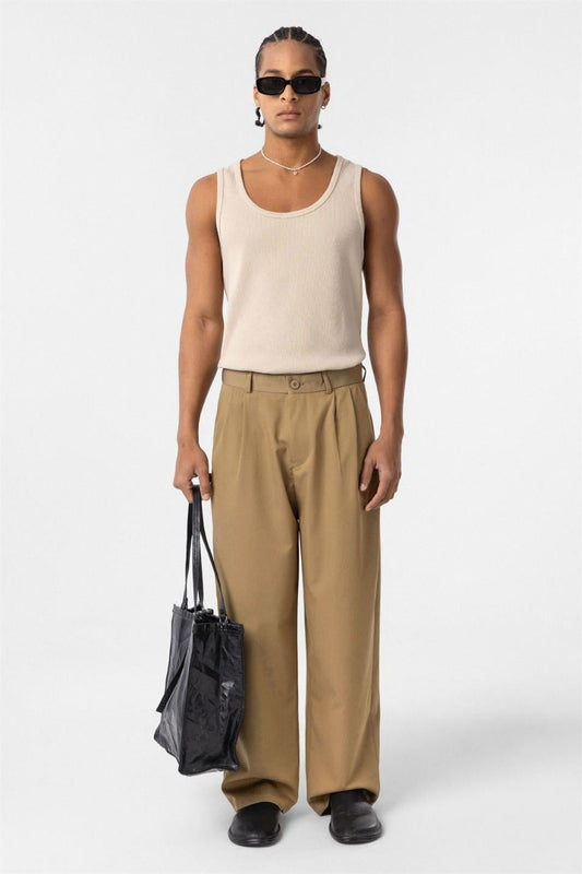 Baggy-Fit Pleated Pants