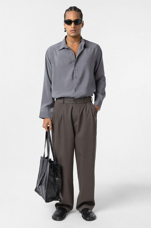 Baggy-Fit Pleated Pants