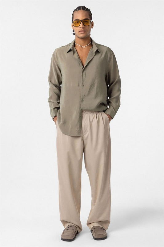 Baggy-Fit Pleated Pants