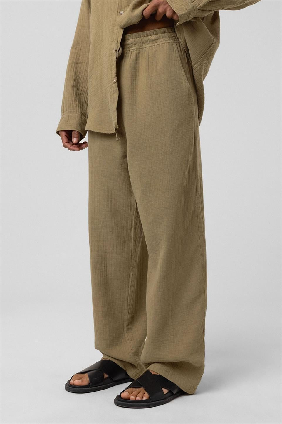 Baggy-Fit Muslin Linen Pants