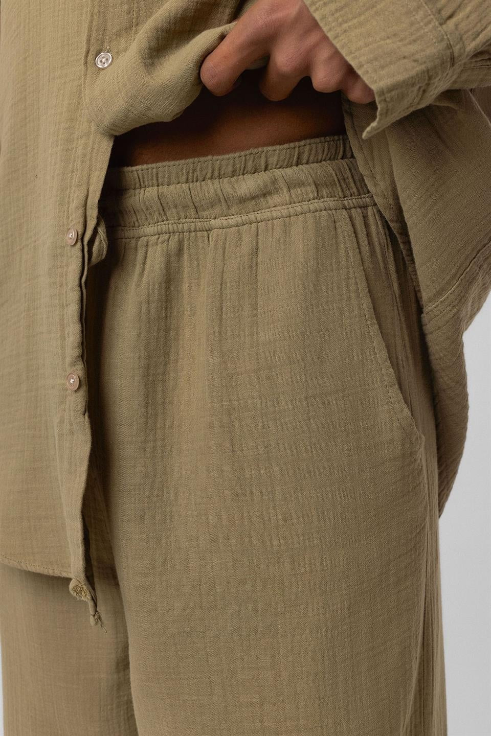 Baggy-Fit Muslin Linen Pants